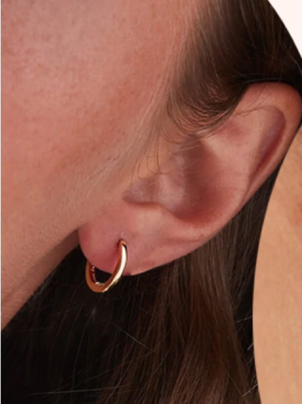 14k Gold Plated Hoop Huggie Earrings 12mm - Picture 3 of 8